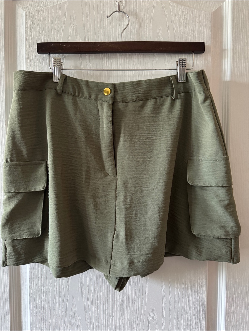 Laundry By Shelli Segal Olive Cargo Shorts with Button Detail